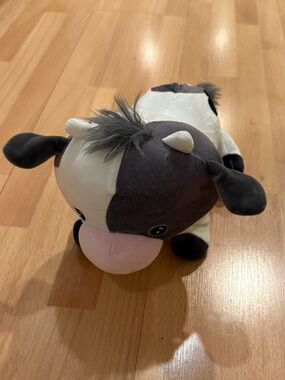 Squishy Plush Cow Stuffed Animal - Gray and White